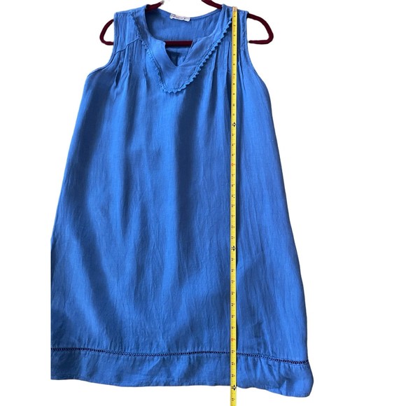 Elena Baldi Sleeveless 100% linen shift dress Blue Size Small - Picture 6 of 7